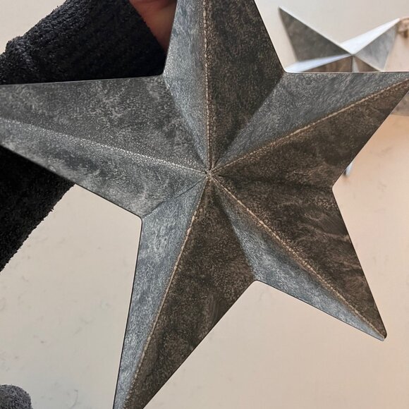 Set of 3 Large 12" Metal Barn Stars - Galvanized Farmhouse Wall Decor - Picture 8 of 10